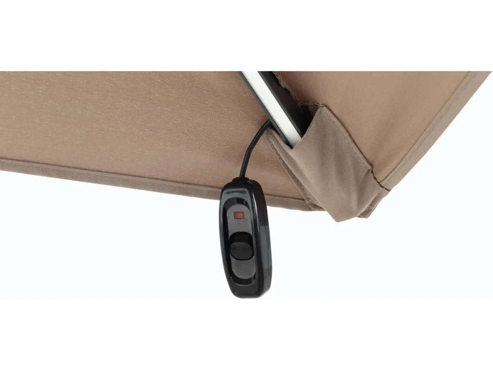 Parasol jardin déporté LED Alu "Sun 4 Luxe" - Rectangle - 3 x 4 m - Taupe