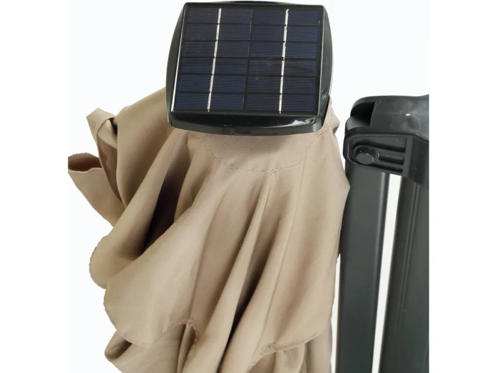 Parasol jardin déporté LED Alu "Sun 4 Luxe" - Rectangle - 3 x 4 m - Taupe