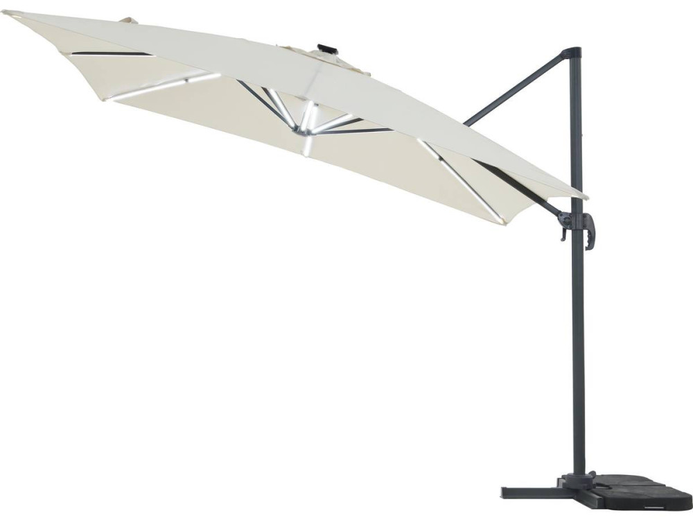 Parasol jardin déporté LED Alu "Sun 4 Luxe" - Rectangle - 3 x 4 m - Ecru