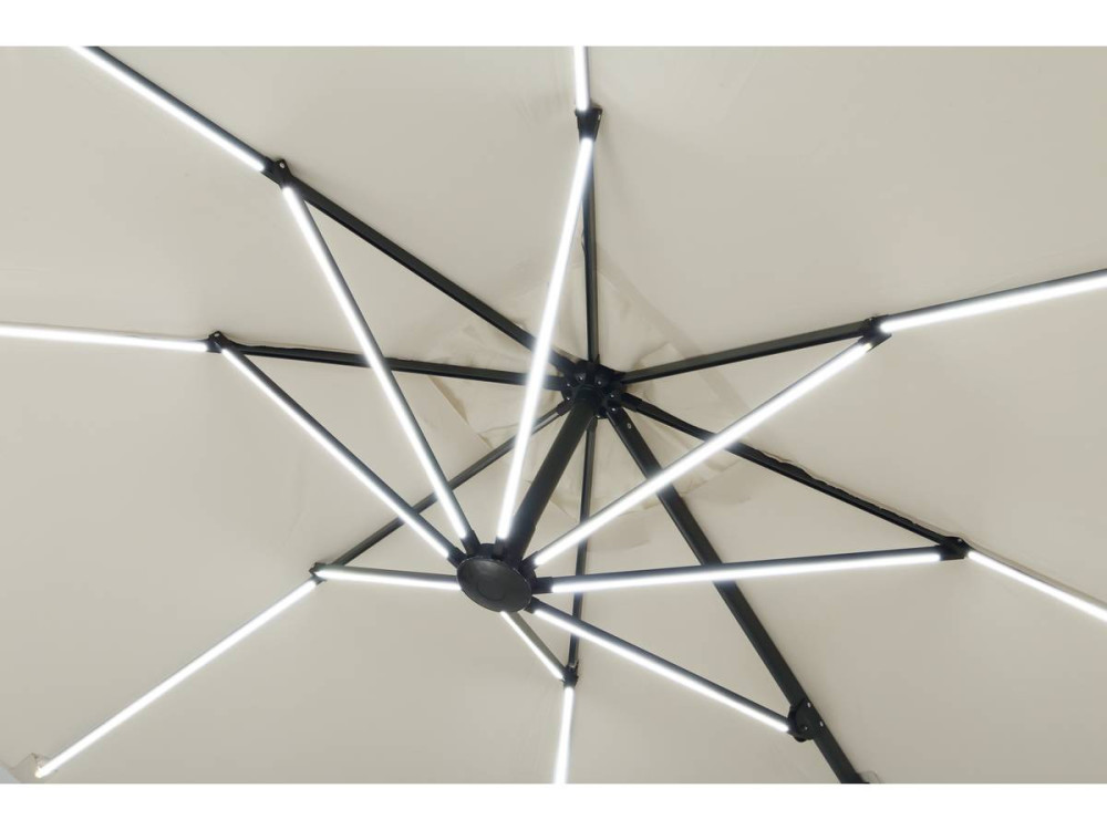 Parasol jardin déporté LED Alu "Sun 4 Luxe" - Rectangle - 3 x 4 m - Ecru