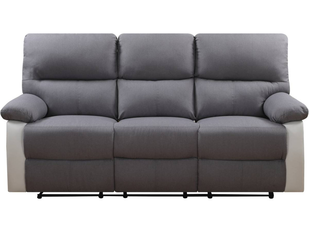 Canapé relax "Lincoln" - 197 x 89 x 103 cm - 3 places - Blanc / Gris clair