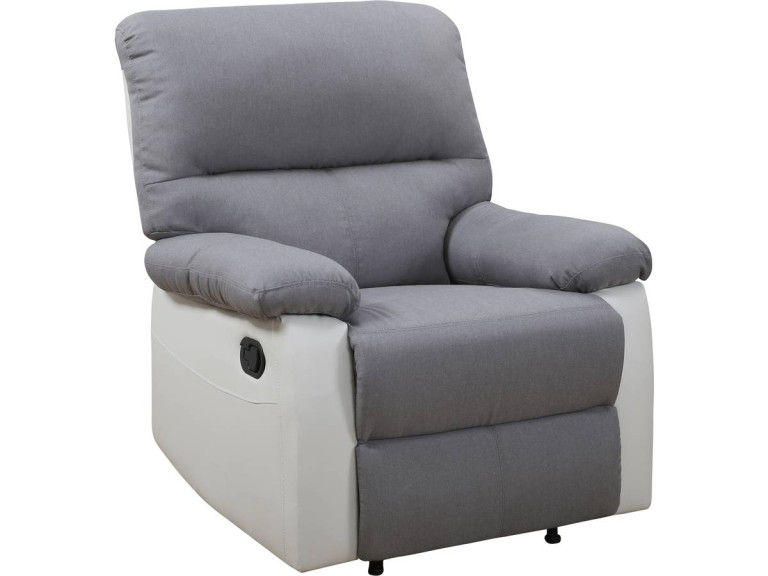 Fauteuil relax "Lincoln" - 90 x 89 x 103 cm - Blanc/Gris clair