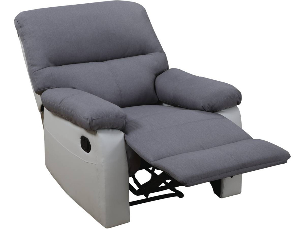 Fauteuil relax "Lincoln" - 90 x 89 x 103 cm - Blanc/Gris clair