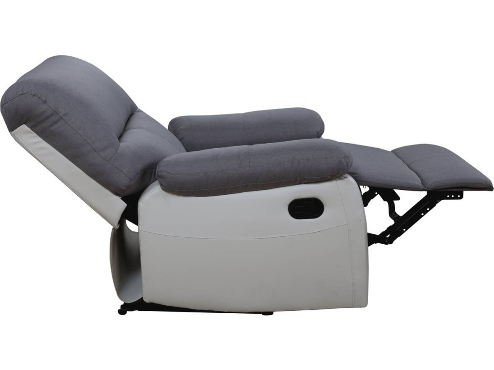 Fauteuil relax "Lincoln" - 90 x 89 x 103 cm - Blanc/Gris clair