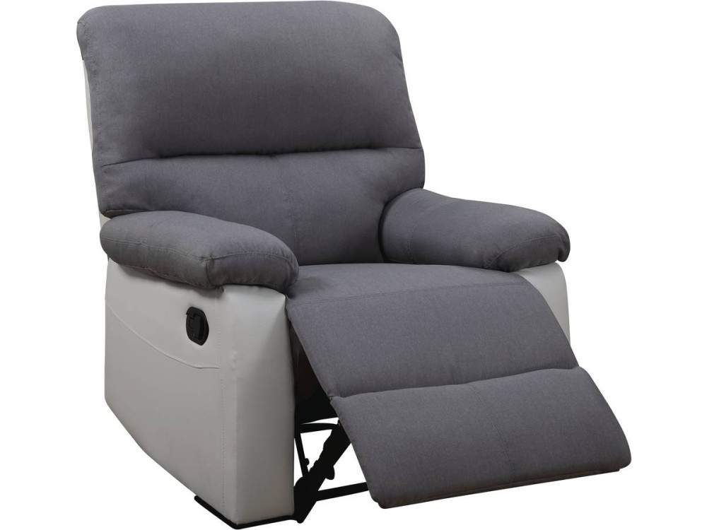 Fauteuil relax "Lincoln" - 90 x 89 x 103 cm - Blanc/Gris clair