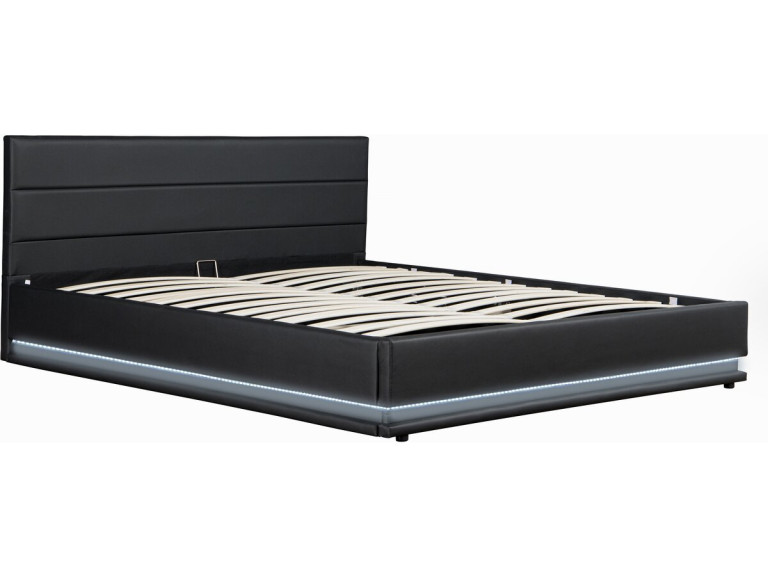 Lit LED avec coffre "Anastasia" - 140 x 190 cm - Noir