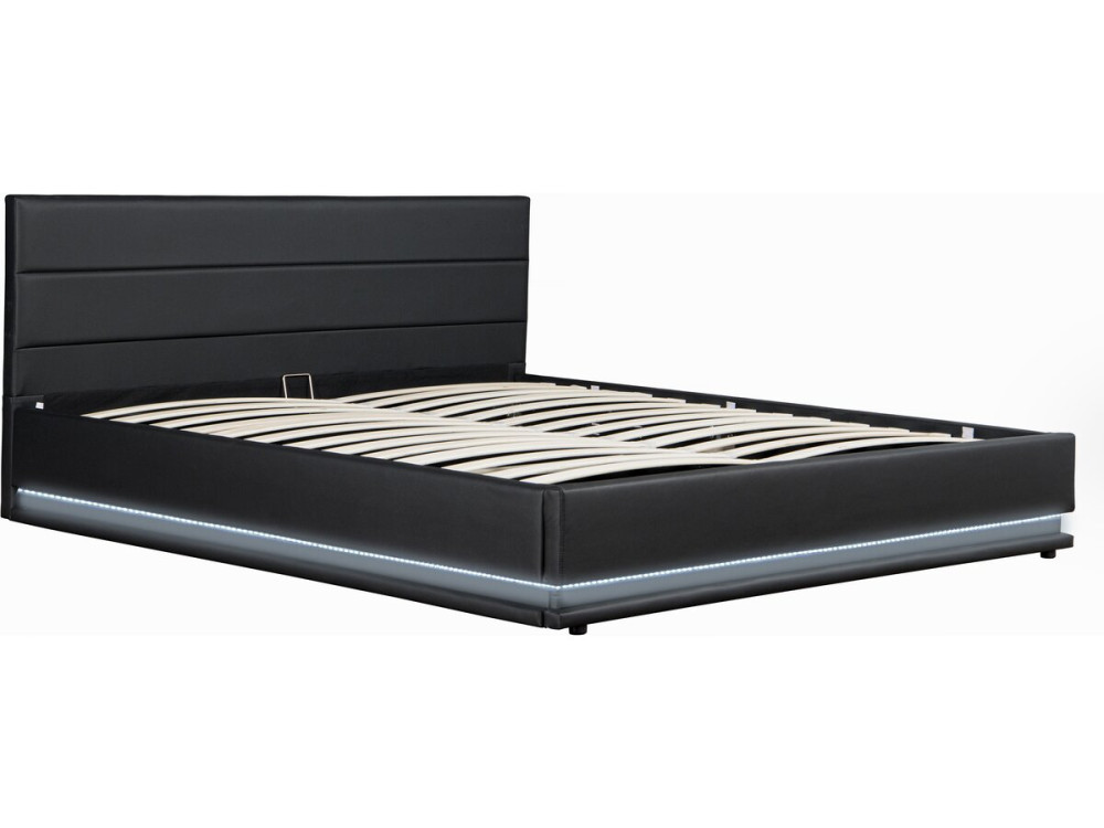 Lit LED avec coffre "Anastasia" - 140 x 190 cm - Noir