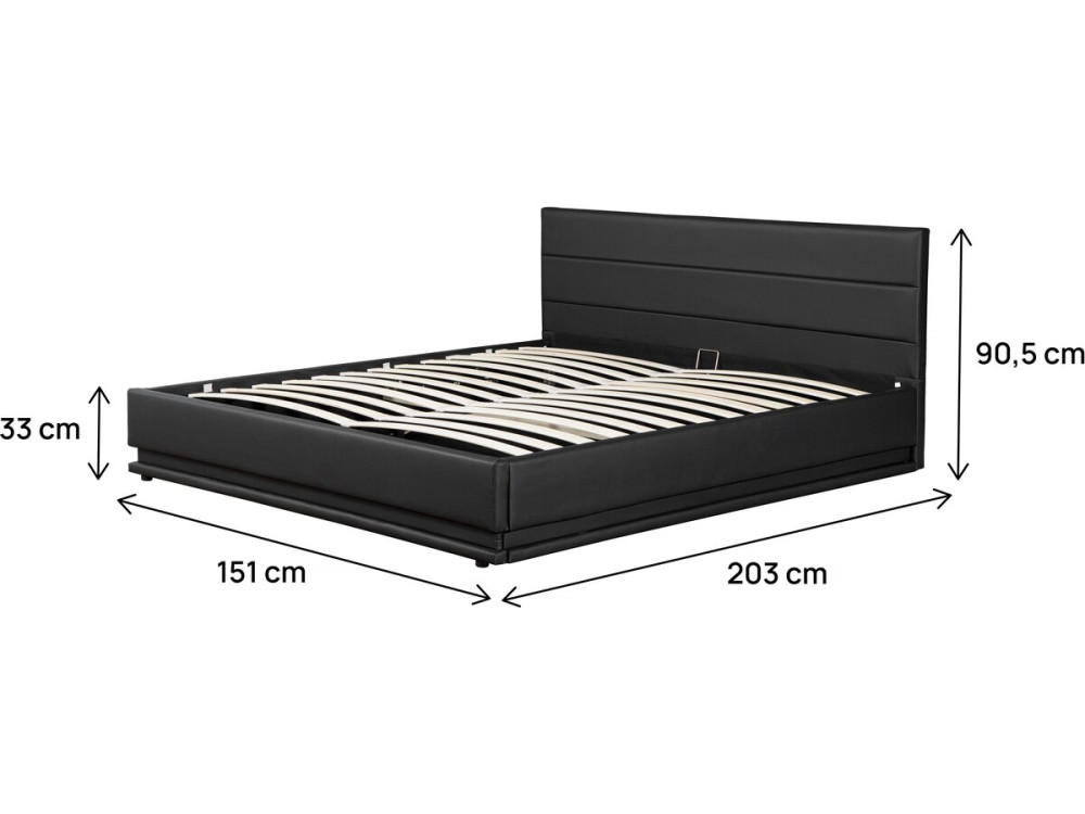 Lit LED avec coffre "Anastasia" - 140 x 190 cm - Noir