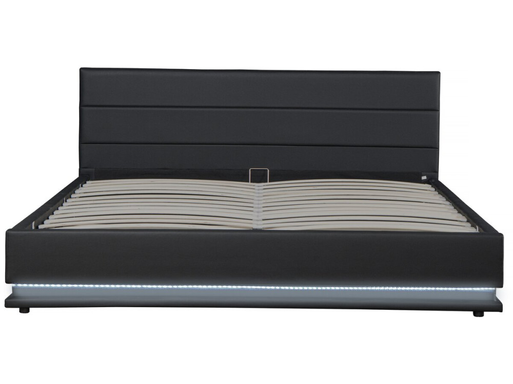 Lit LED avec coffre "Anastasia" - 140 x 190 cm - Noir
