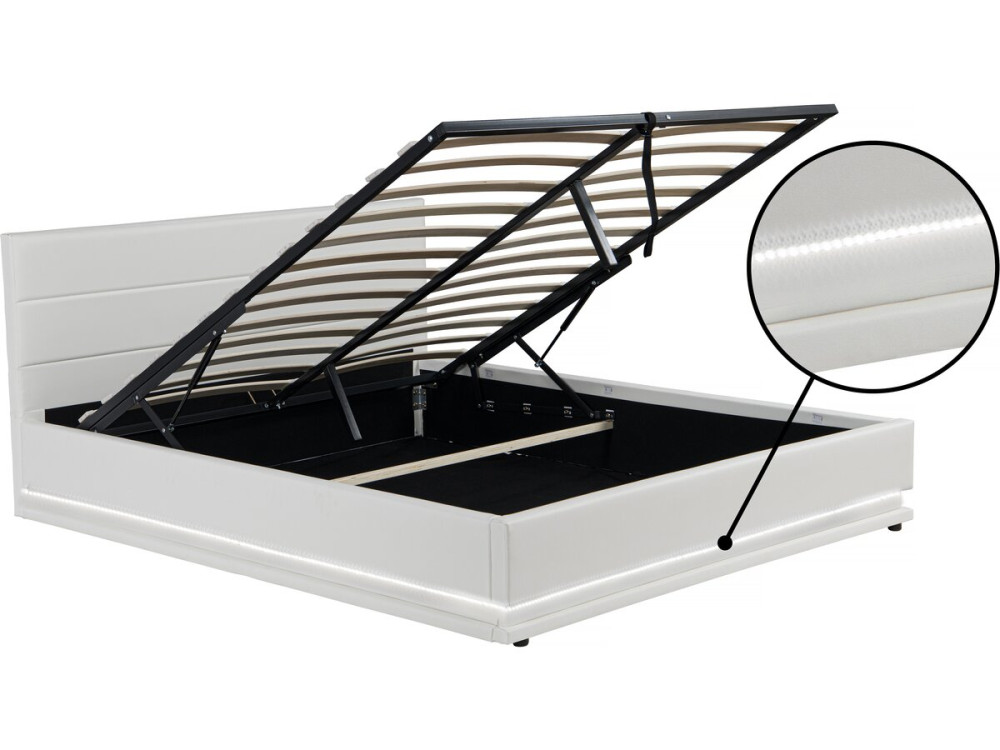 Lit LED avec coffre "Anastasia" - 140 x 190 cm - Blanc