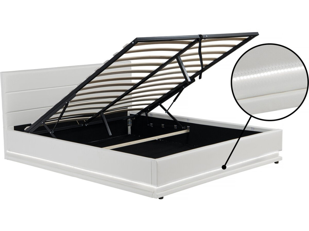 Lit LED avec coffre "Anastasia" - 160 x 200 cm - Blanc