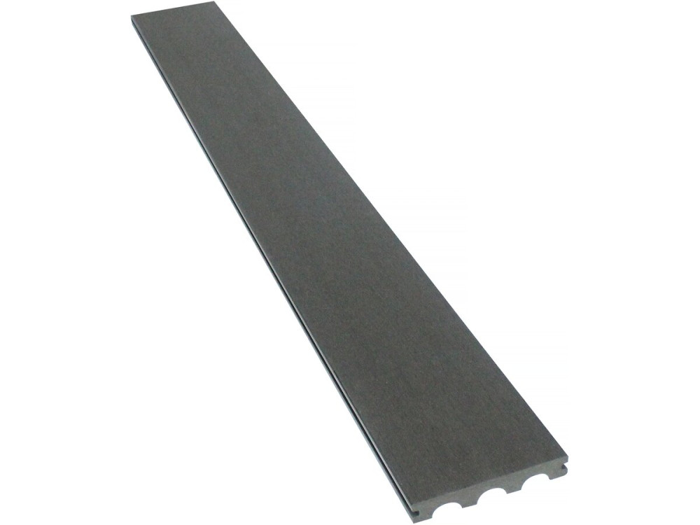Lot de 3 lames de terrasse composite pleines - Long: 2,4m - 1m2- Gris foncé