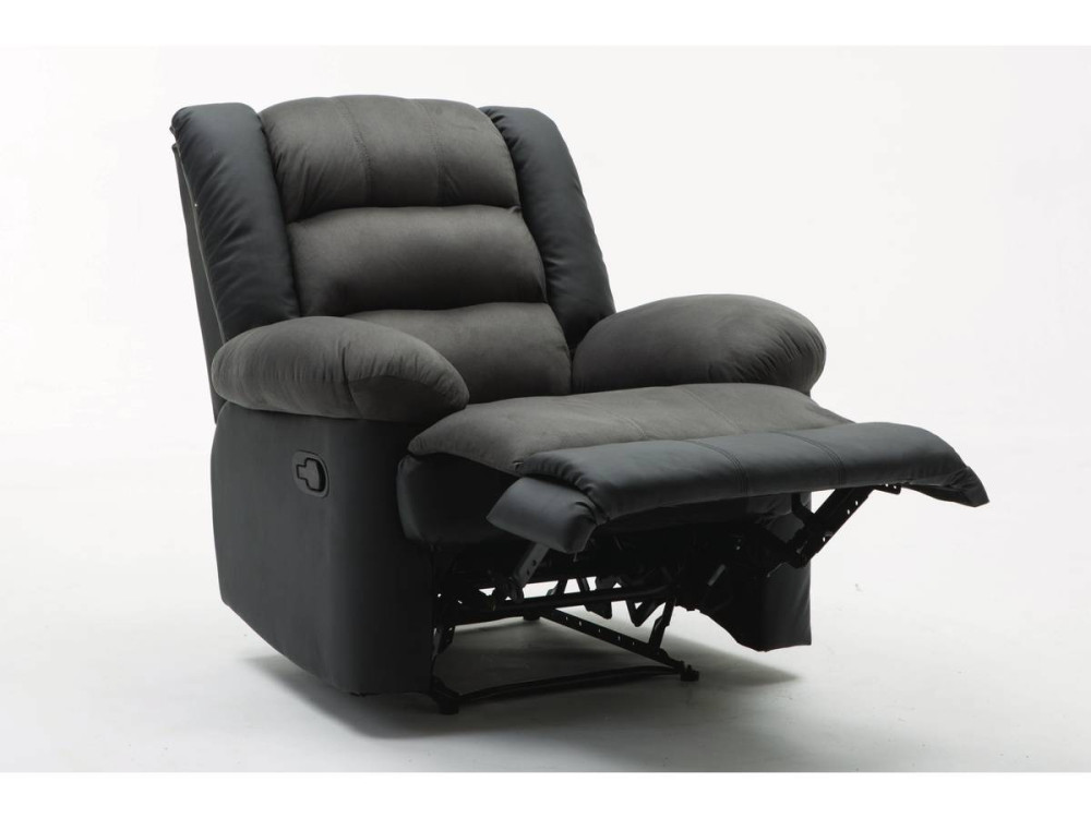 Fauteuil relax "Buckingham" - 85 x 93 x 100 cm - Noir / Gris foncé