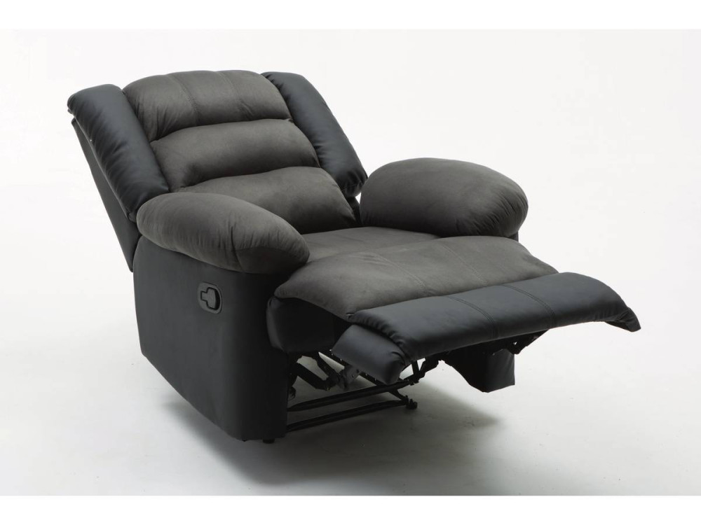 Fauteuil relax "Buckingham" - 85 x 93 x 100 cm - Noir / Gris foncé