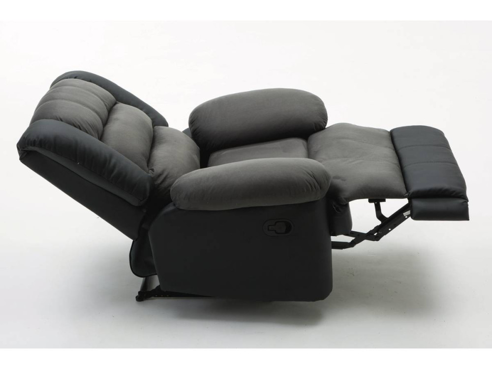 Fauteuil relax "Buckingham" - 85 x 93 x 100 cm - Noir / Gris foncé