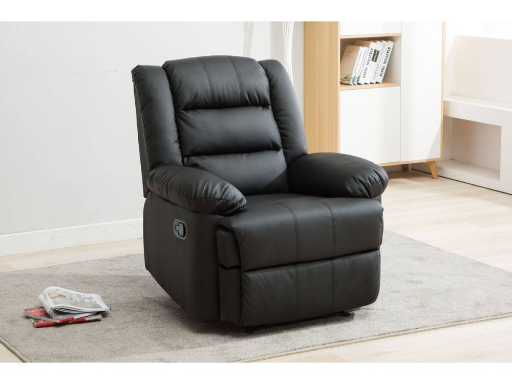 Fauteuil relax "Buckingham" - 85 x 93 x 100 cm - Noir