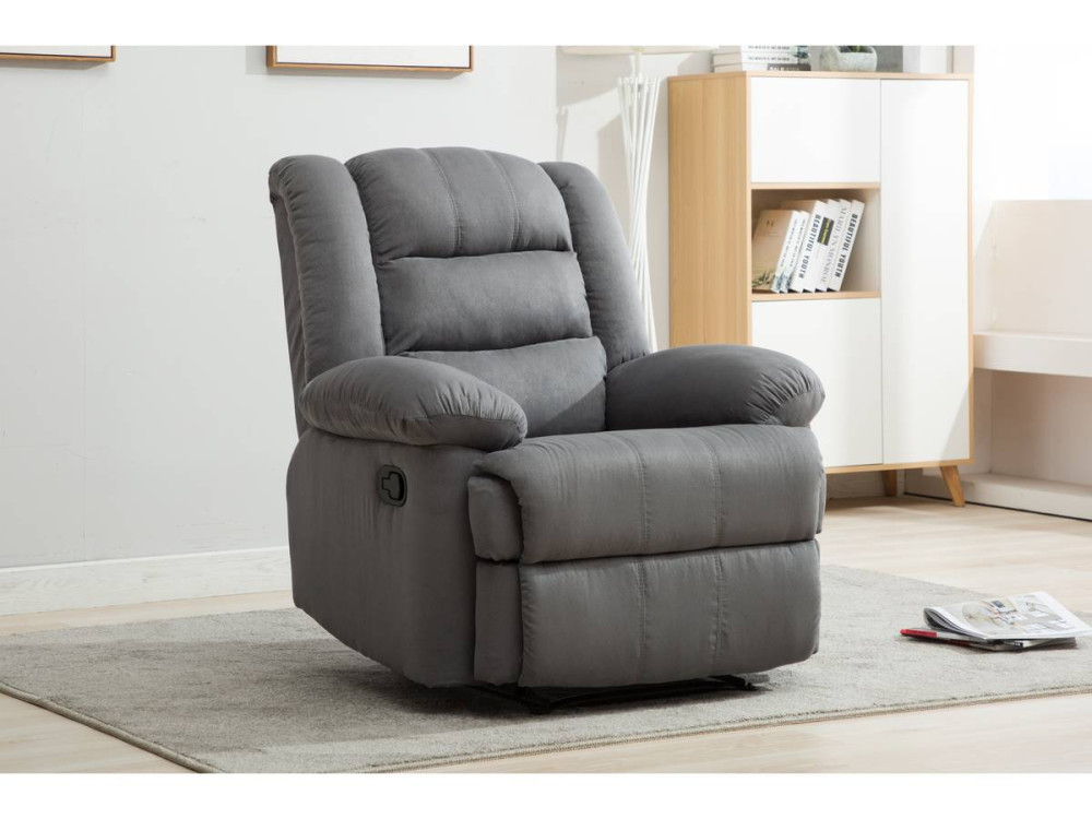 Fauteuil relax "Buckingham" - 85 x 93 x 100 cm - Gris clair