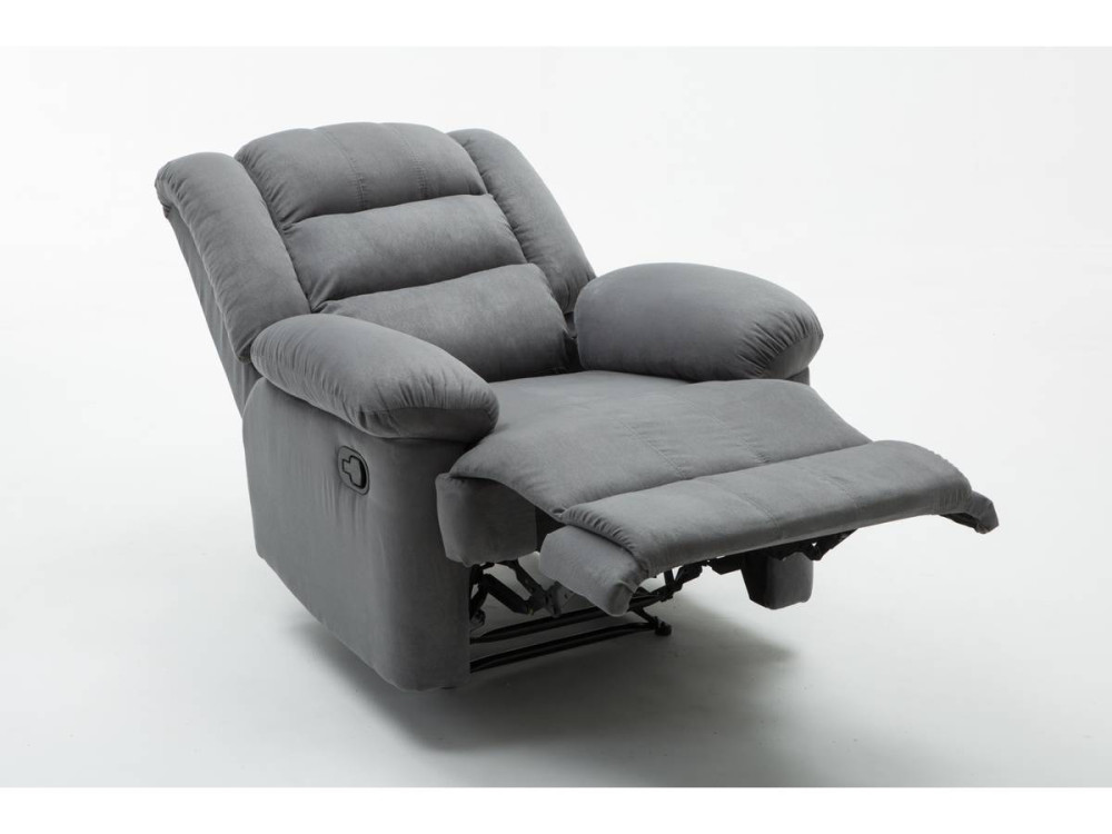 Fauteuil relax "Buckingham" - 85 x 93 x 100 cm - Gris clair
