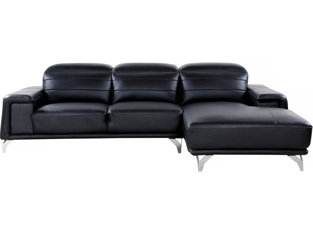 Canapé d'angle cuir reconstitué et PVC "Leicester" - 4 places - Noir - Angle gauche