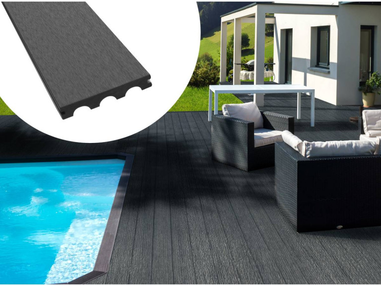 Pack 15 m² - Lames de terrasse composite pleines - Gris foncé