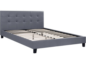Lit double en pvc "Julia" - 160 x 200 - Gris clair