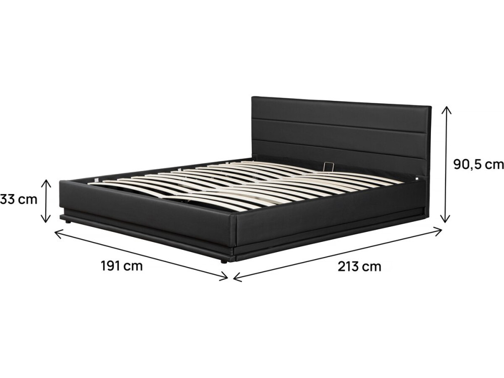 Lit LED avec coffre "Anastasia" - 180 x 200 cm - Noir
