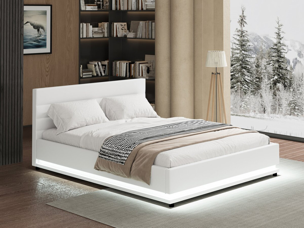 Lit LED avec coffre "Anastasia" - 180 x 200 cm - Blanc