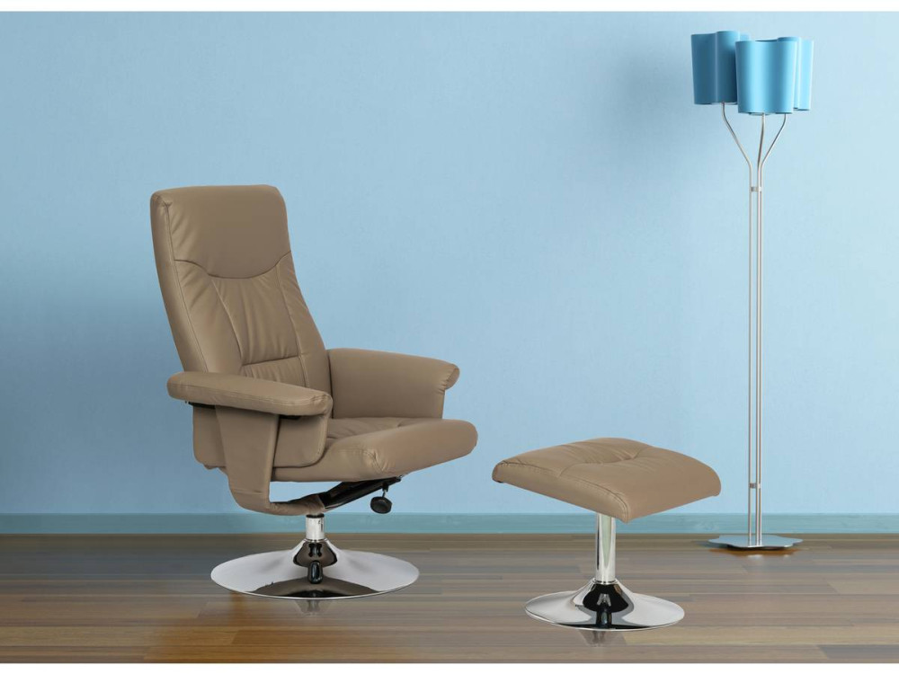 Fauteuil relax + repose-pieds "Louis" - 1 place - Beige