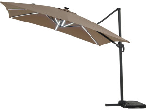 Parasol jardin déporté avec LED "Sun 4 Luxe" - 3 x 4 m - Taupe
