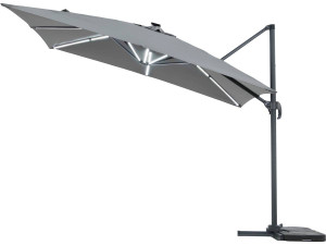 Parasol jardin déporté avec LED "Sun 4 Luxe" - 3 x 4 m - Gris