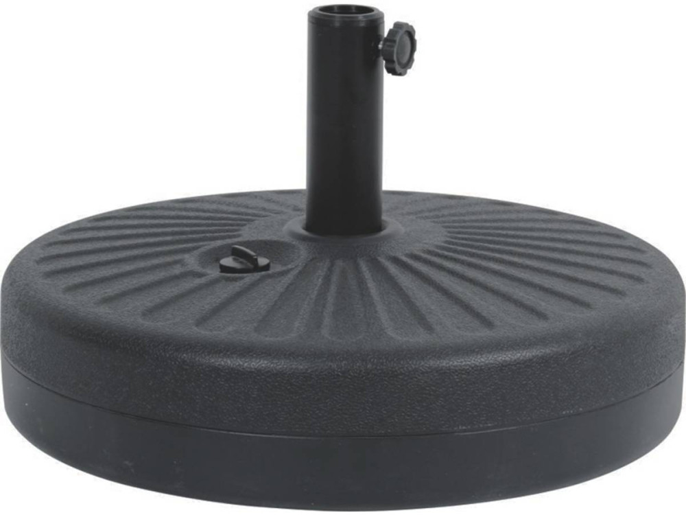 Parasol jardin droit Alu "Sol" - Rond - Ø 3m - Gris - Avec pied à lester