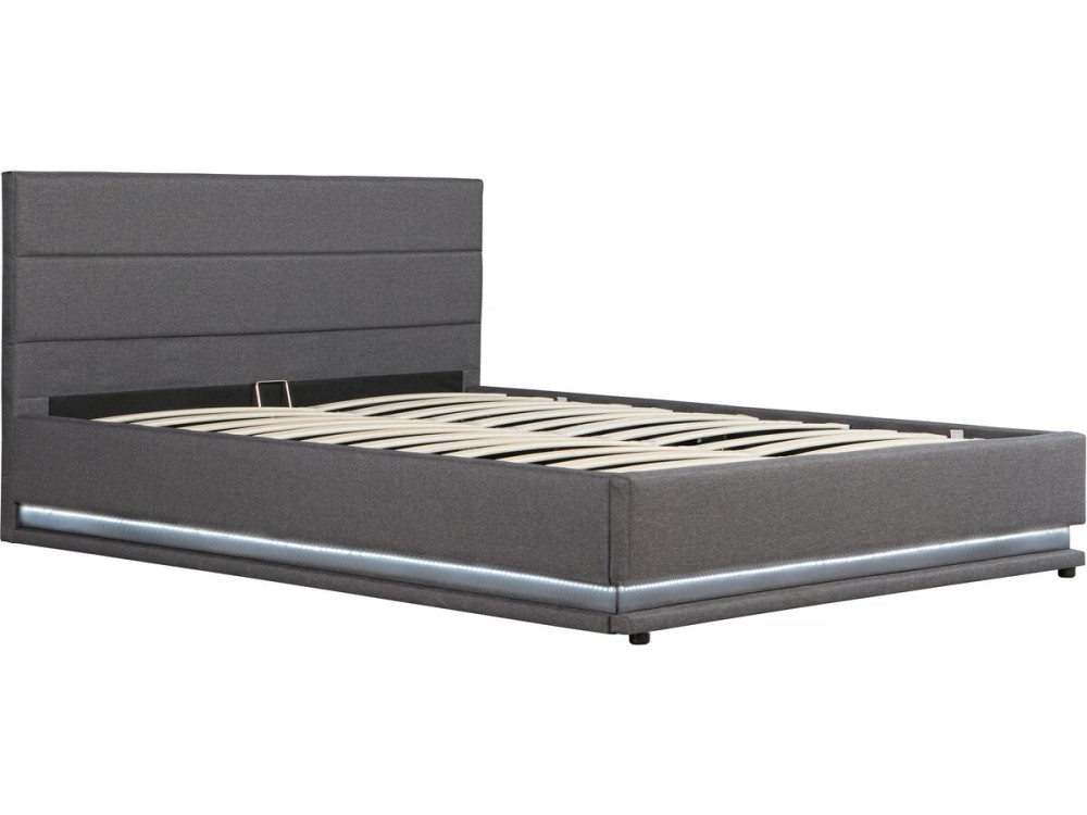Lit LED avec coffre "Anastasia" - 140 x 190 - Gris foncé
