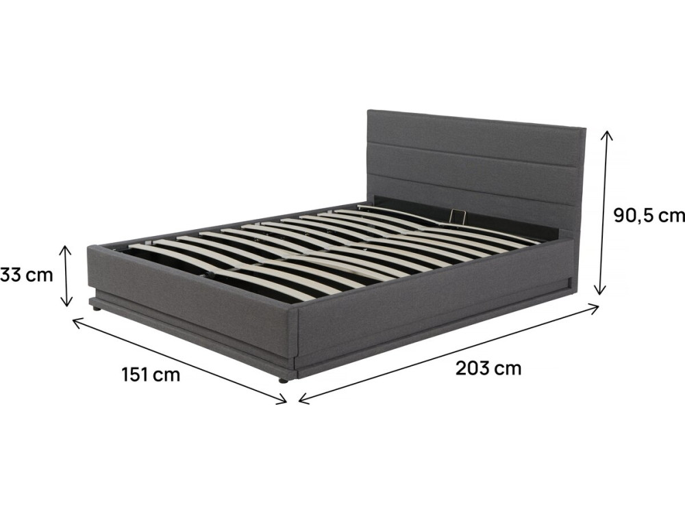 Lit LED avec coffre "Anastasia" - 140 x 190 - Gris foncé