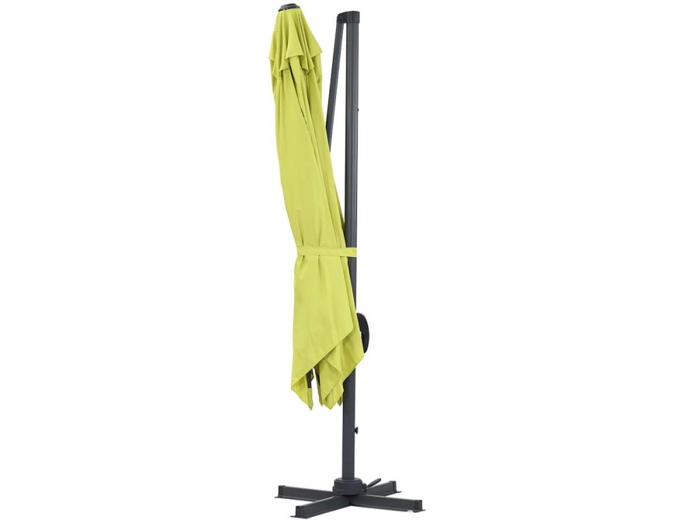 Parasol jardin déporté Alu "Sun 3" - Carré - 3 x 3 m - Vert + housse de protection