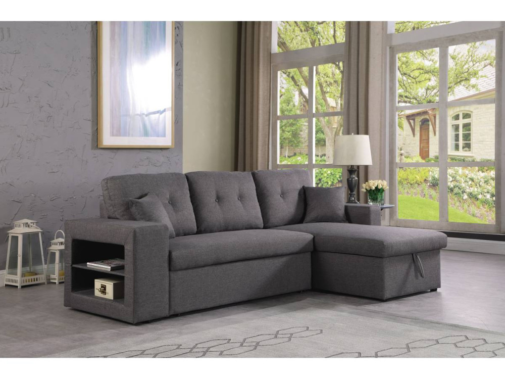 Canapé d'angle convertible/réversible "Axel" - 3 places - Gris