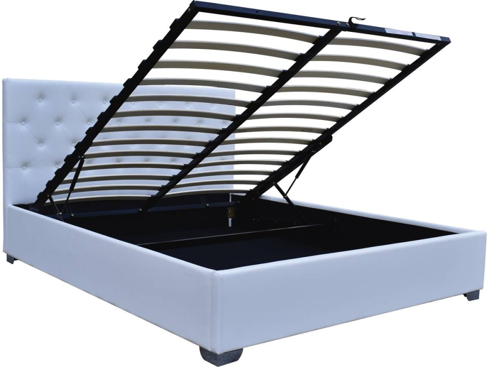 Lit double avec coffre "Tino" - 140 × 190 cm - Blanc