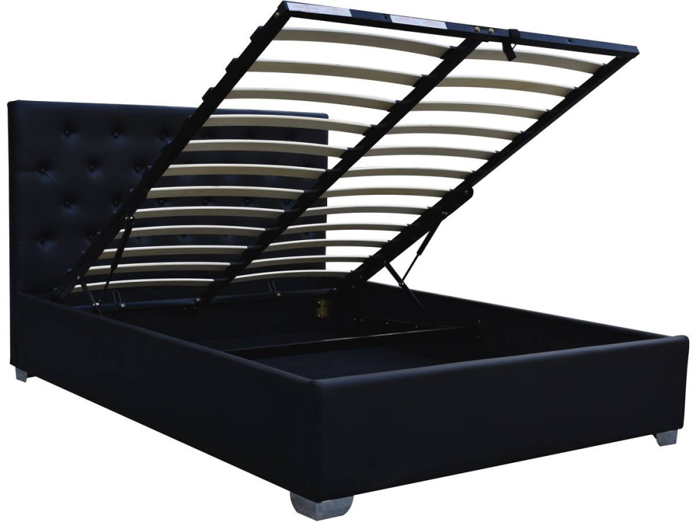 Lit double avec coffre "Tino" - 140 × 190 cm - Noir