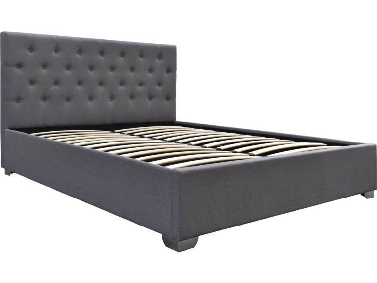 Lit double avec coffre "Tino" - 160 × 200 cm - Gris