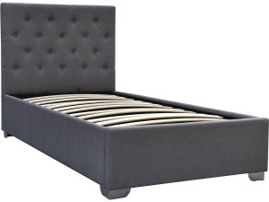 Lit simple avec coffre "Tino" - 90 × 190 cm - Gris
