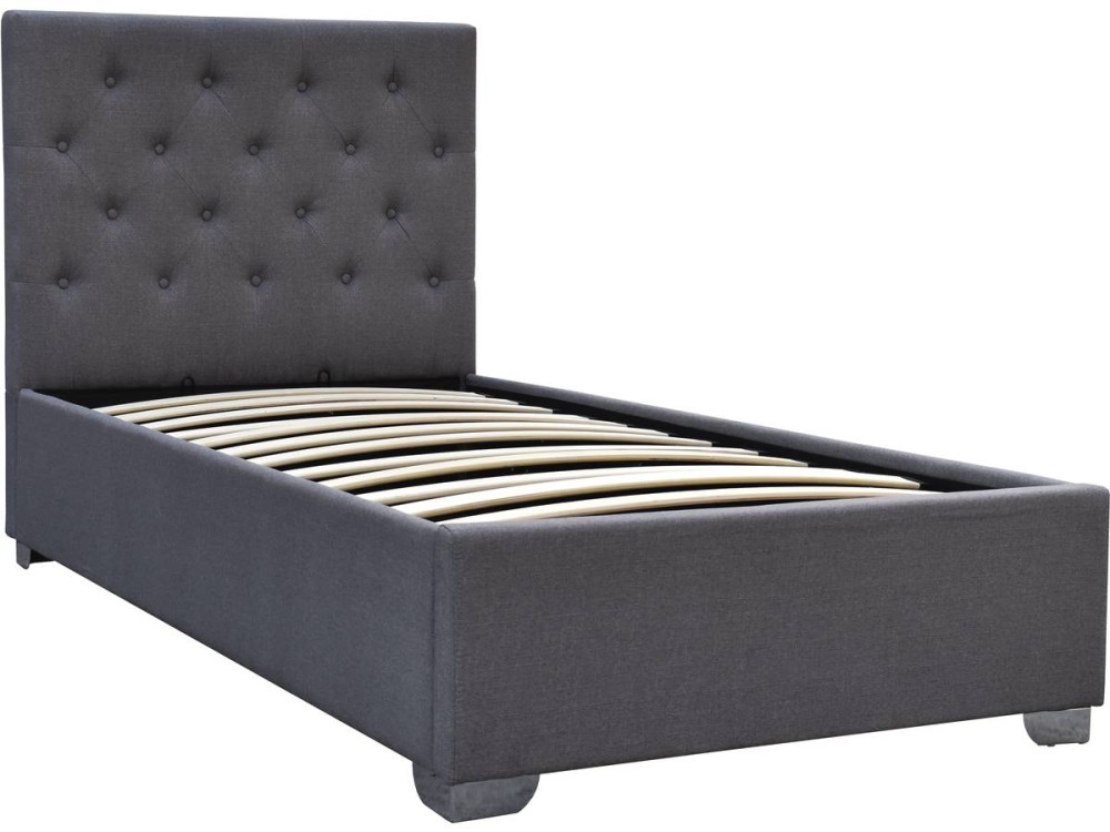 Lit simple avec coffre "Tino" - 90 × 190 cm - Gris