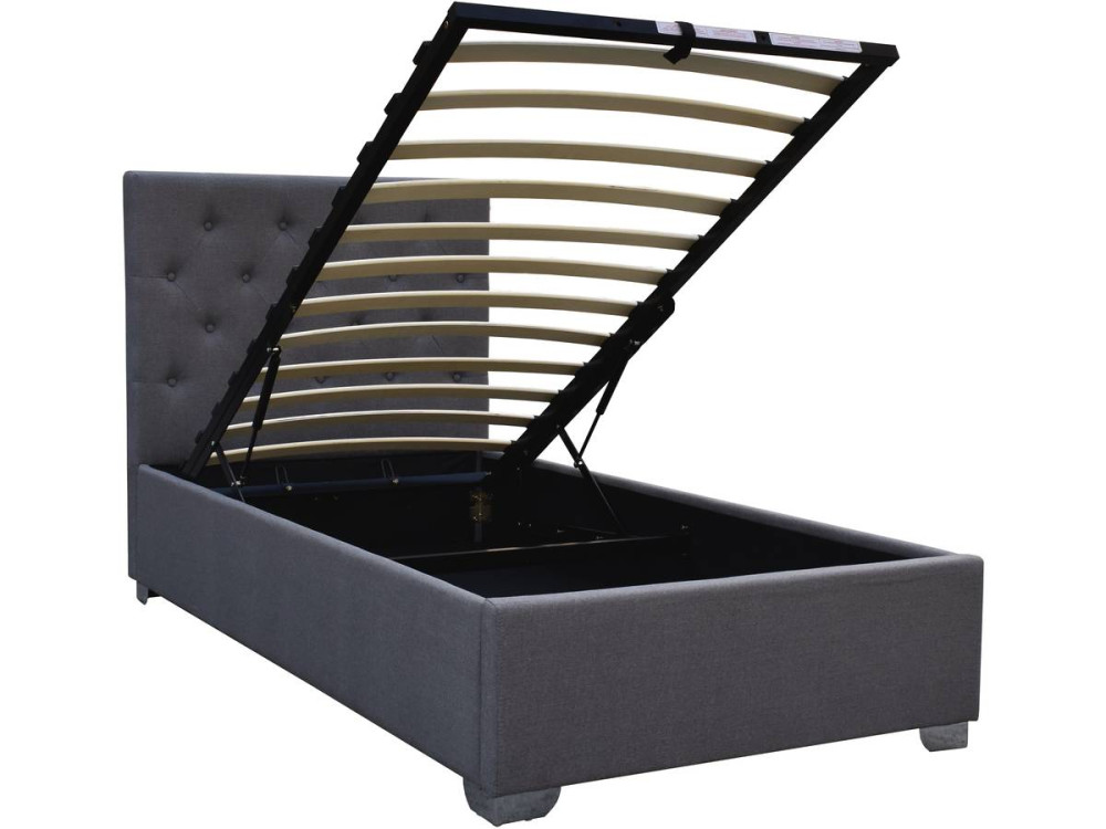 Lit simple avec coffre "Tino" - 90 × 190 cm - Gris