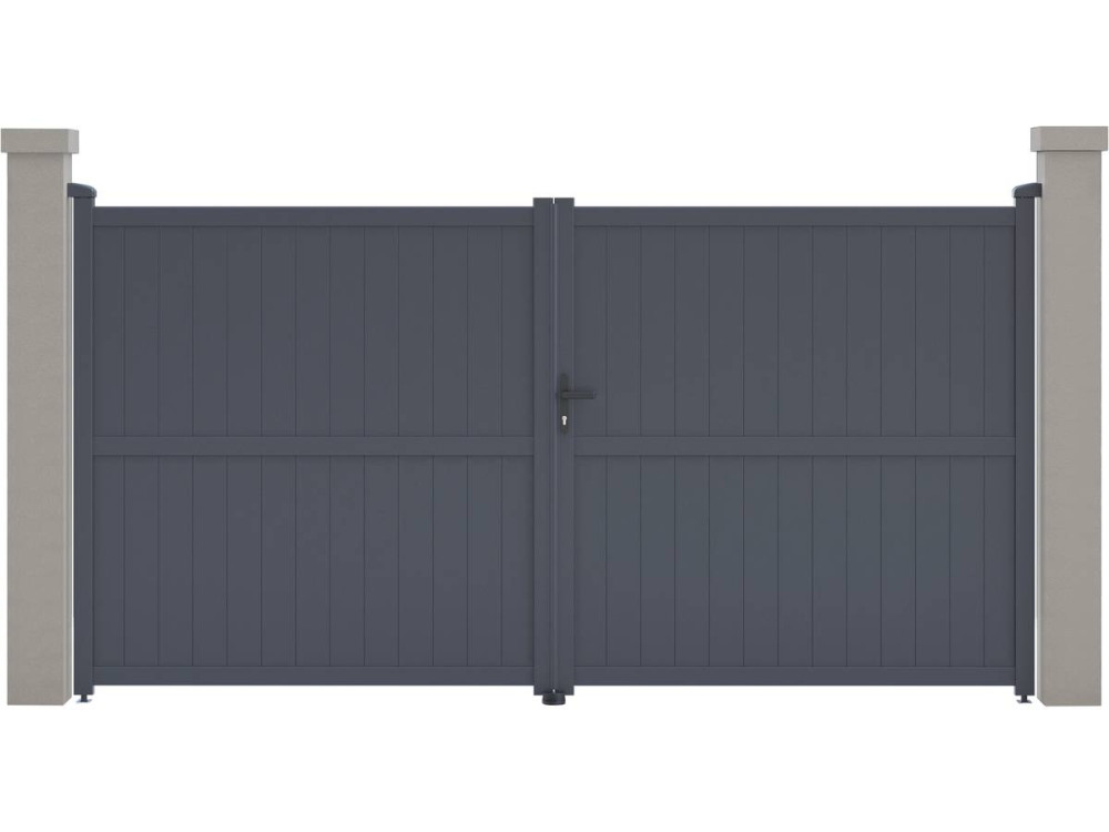 Portail aluminium "Maurice" - 349.5 x 180.9 cm - Gris