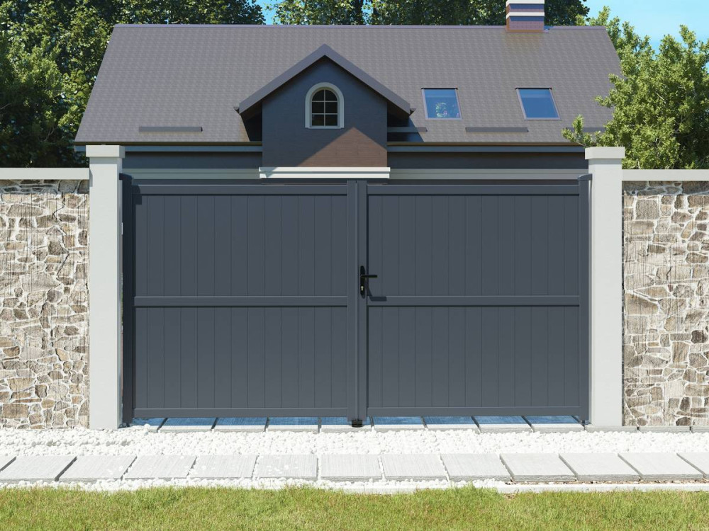 Portail aluminium "Maurice" - 349.5 x 180.9 cm - Gris