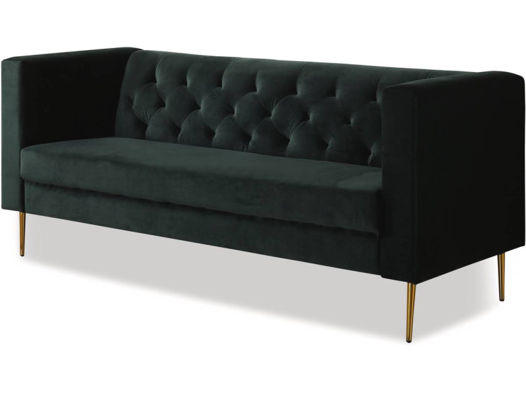 Canapé fixe en velours "Bruce" - 196 x 76 x 82 cm - 3 places - Vert foncé