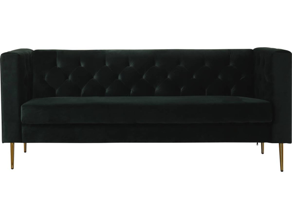 Canapé fixe en velours "Bruce" - 196 x 76 x 82 cm - 3 places - Vert foncé
