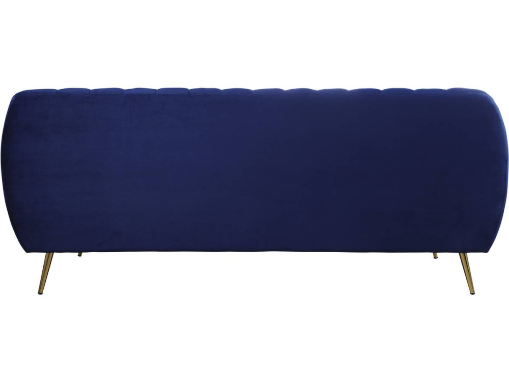Canapé fixe en velours "Evans" - 195 x 84 x 82 cm - 3 places - Bleu foncé