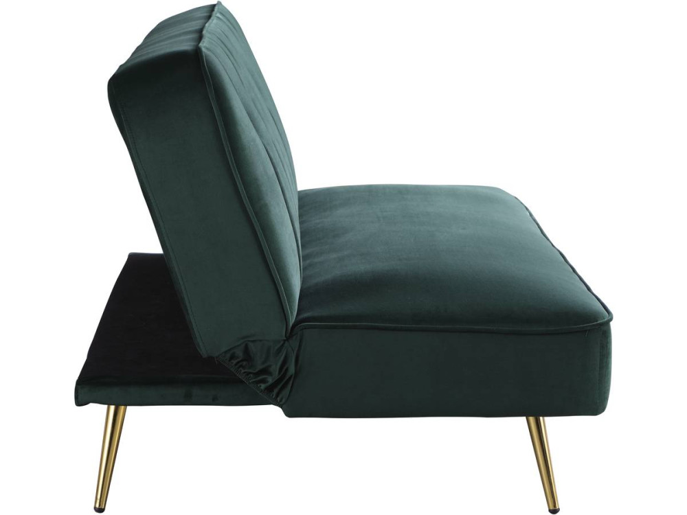 Canapé Clic Clac velours "James" - 180 x  83 x 75 cm - 3 places - Vert foncé.