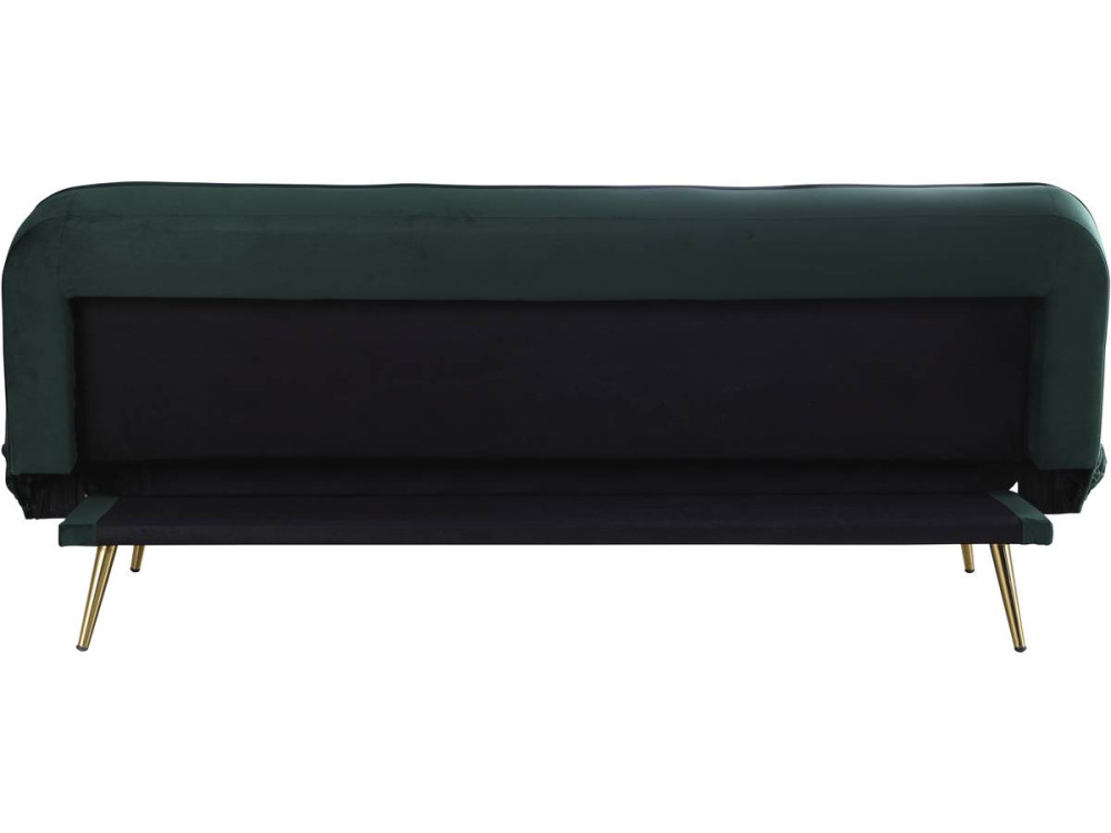 Canapé Clic Clac velours "James" - 180 x  83 x 75 cm - 3 places - Vert foncé.