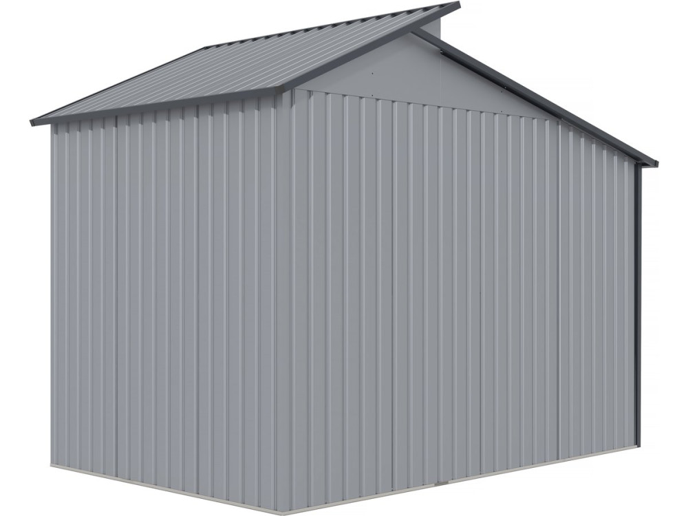 Abri de jardin métal avec pergola "Madras" - 5.64 m² - 193 x 292 x 229 cm - Gris