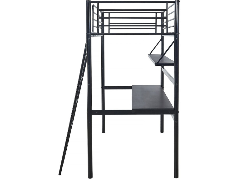 Lit mezzanine avec bureau "Alona" - 90 x 190 cm - Noir